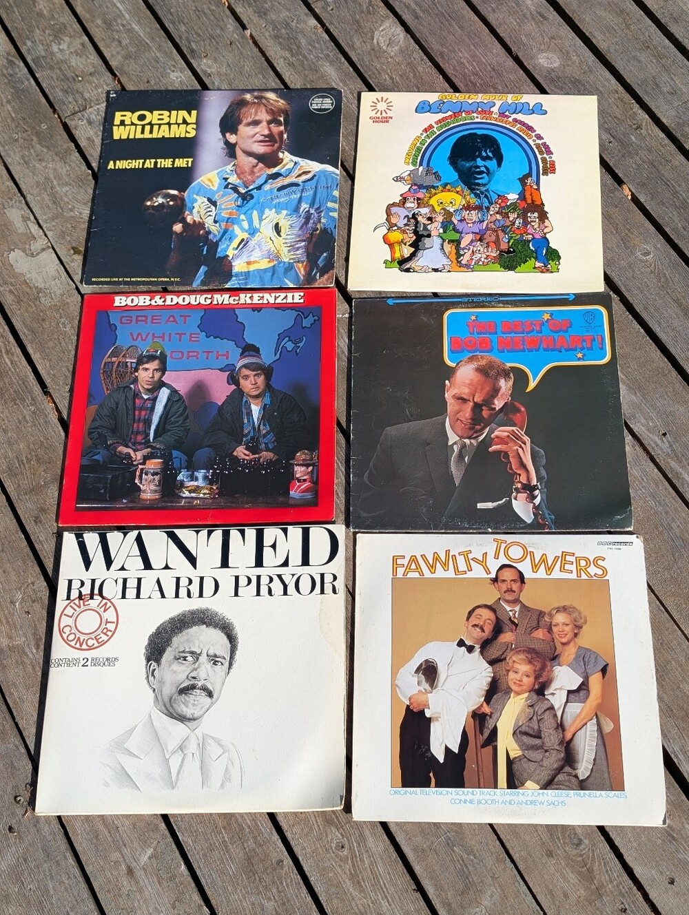 Vintage Comedy Vinyl Record 6 LP Lot - Bob & Doug, Richard Pryor, Robin Williams
